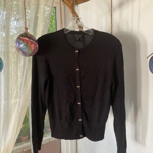 Ted Baker London Black Cardigan w/Rose Gold Colored Bow Buttons Size 1